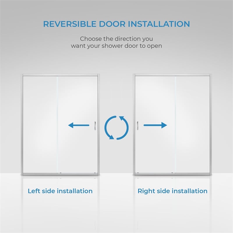 Breeze 58 in. Alcove Clear Glass Sliding Shower Door in Satin Nickel
