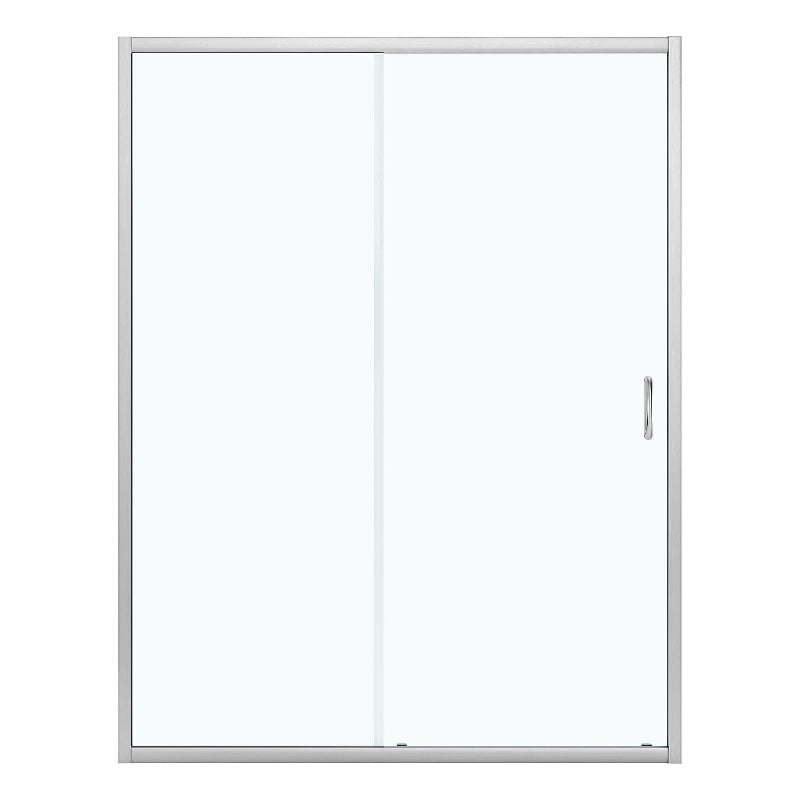 Breeze 58 in. Alcove Clear Glass Sliding Shower Door in Satin Nickel