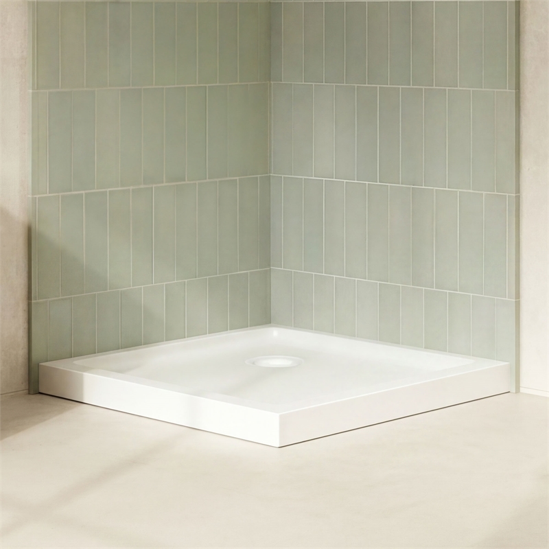 Breeze 36 in. L x 36 in. W x 2.8 in. H Square Acrylic Shower Pan in White