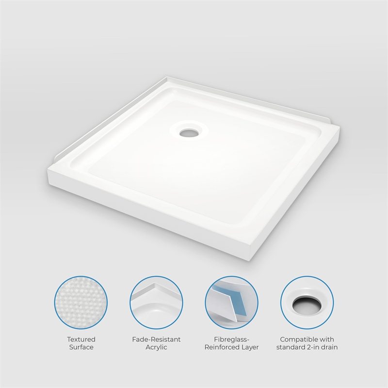 Breeze 36 in. L x 36 in. W x 2.8 in. H Square Acrylic Shower Pan in White