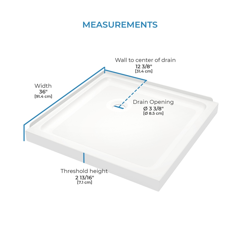 Breeze 36 in. L x 36 in. W x 2.8 in. H Square Acrylic Shower Pan in White