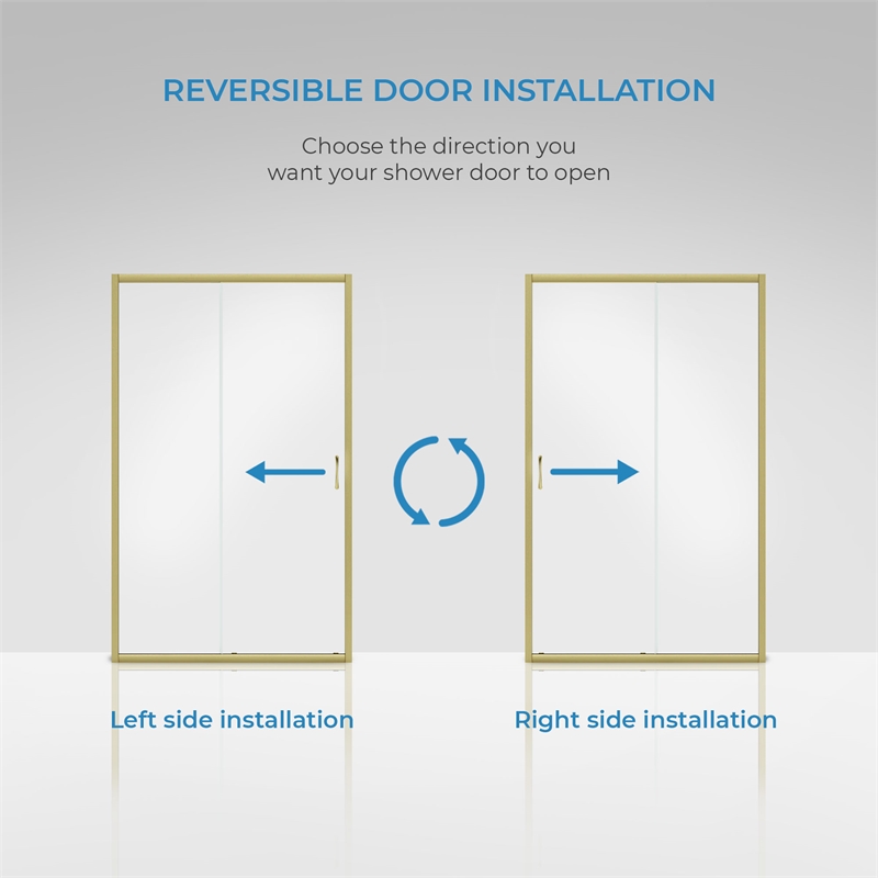 Breeze 46 in. Alcove Clear Glass Sliding Shower Door in Brushed Gold