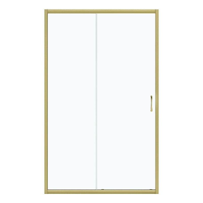 Breeze 46 in. Alcove Clear Glass Sliding Shower Door in Brushed Gold