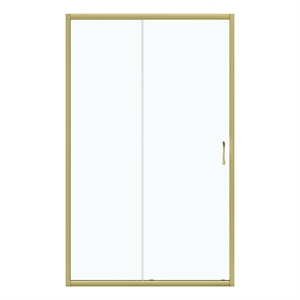 Breeze 46 in. Alcove Clear Glass Sliding Shower Door in Brushed Gold