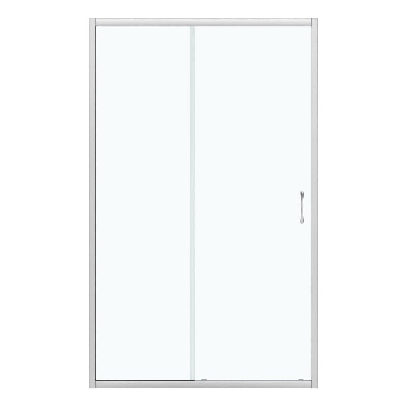 Breeze 46 in. Alcove Clear Glass Sliding Shower Door in Satin Nickel