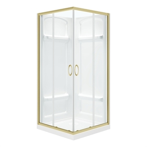 Breeze 36 x 36 x 73 in. Square Corner Shower Kit in Gold Door Walls Pan
