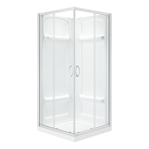 Breeze 36 x 36 x 73 in. Square Corner Shower Kit in Nickel Door Walls Pan
