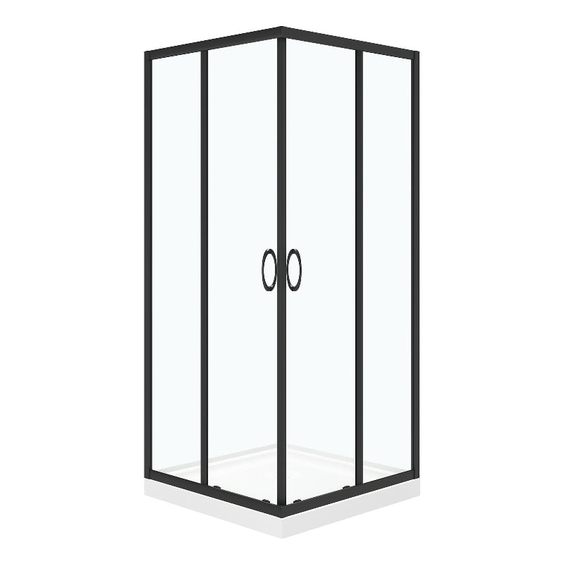 Breeze 36 in. x 36 in. x  73 in. Square Corner Shower Kit in Black Door and Pan