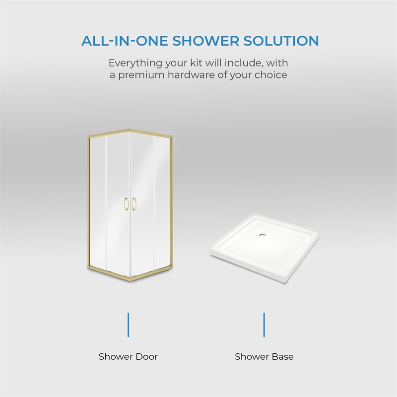 Breeze 36 in. x 36 in. x 73 in. Square Corner Shower Kit in Gold Door and Pan