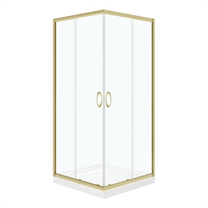 Breeze 36 in. x 36 in. x 73 in. Square Corner Shower Kit in Gold Door and Pan