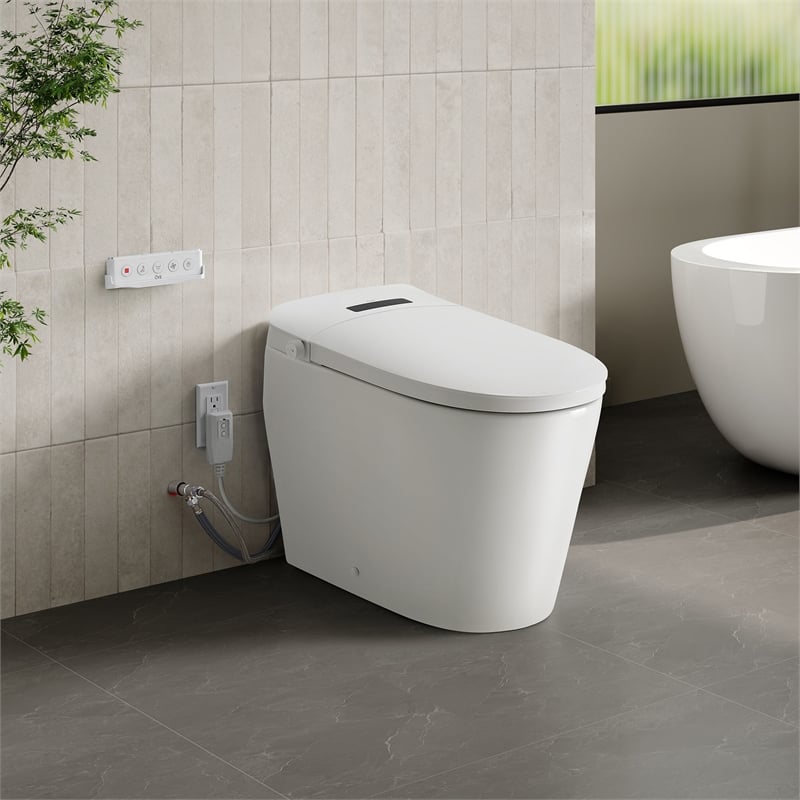 OVE Bradley ADA Dual-Flush Hands-Free Smart Bidet Toilet with White Trim