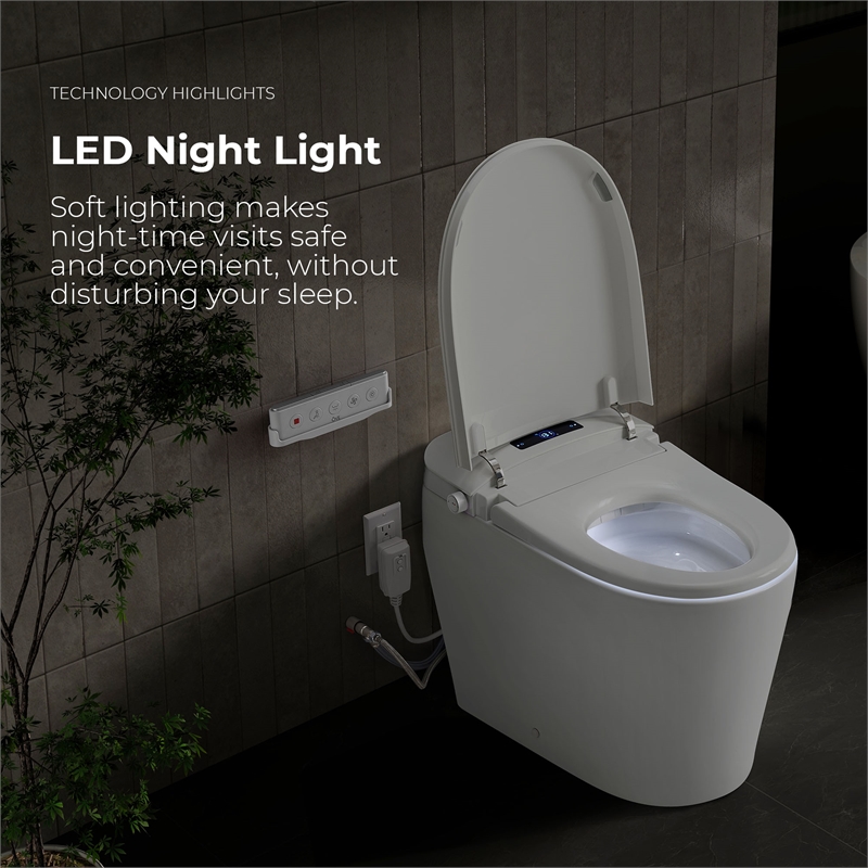 OVE Bradley ADA Dual-Flush Hands-Free Smart Bidet Toilet with White Trim