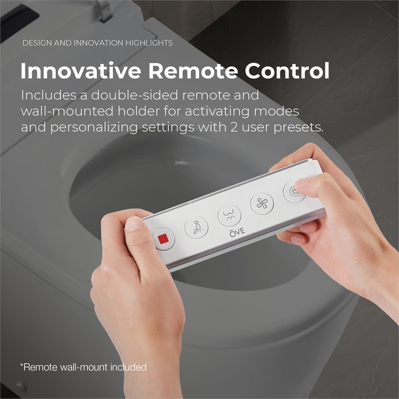 OVE Bradley ADA Dual-Flush Hands-Free Smart Bidet Toilet with White Trim