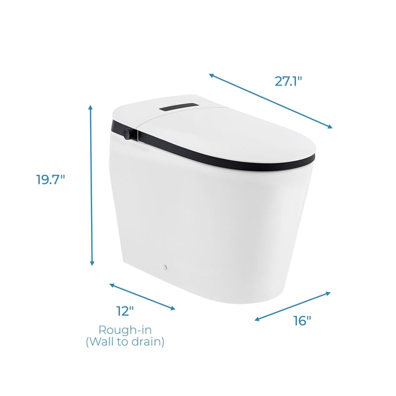 OVE Bradley ADA Dual-Flush Hands-Free Smart Bidet Toilet with Black Trim
