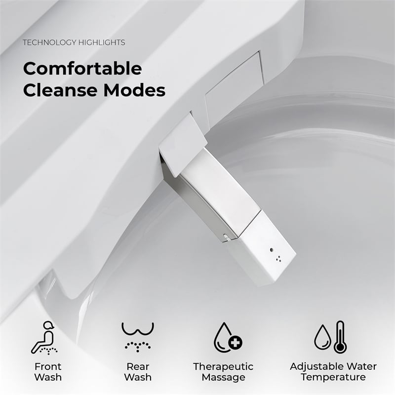 OVE Bradley ADA Dual-Flush Hands-Free Smart Bidet Toilet with Black Trim