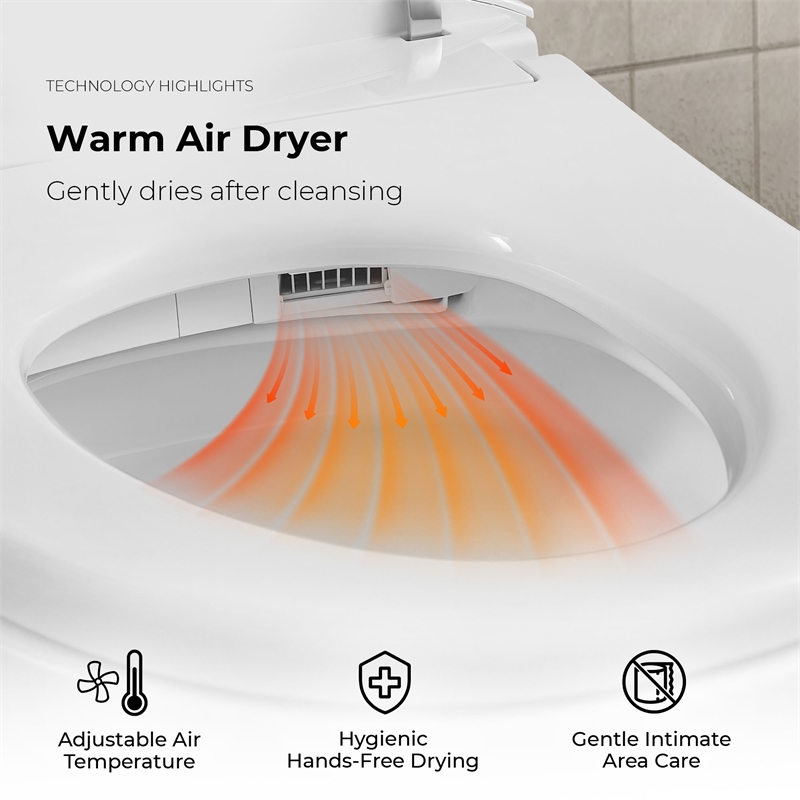 OVE Bradley ADA Dual-Flush Hands-Free Smart Bidet Toilet with Black Trim