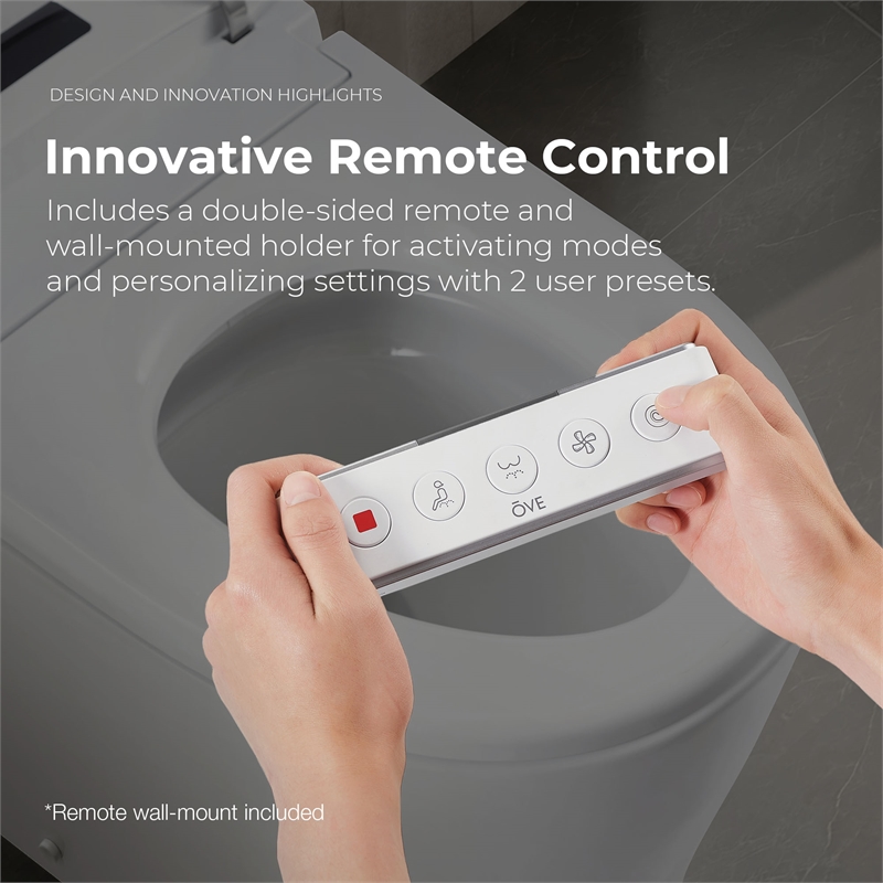 OVE Bradley ADA Dual-Flush Hands-Free Smart Bidet Toilet with Black Trim