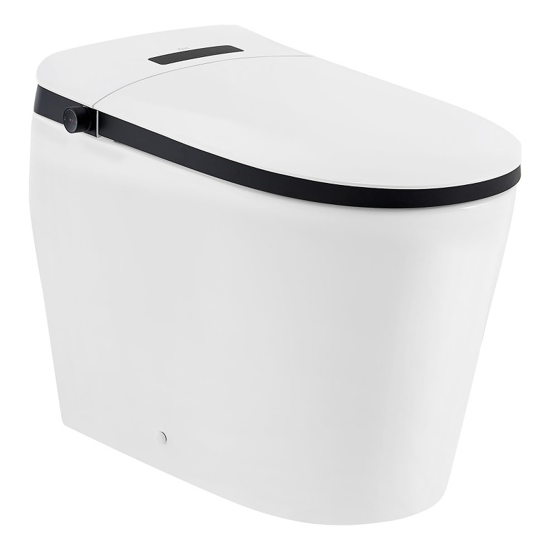 OVE Bradley ADA Dual-Flush Hands-Free Smart Bidet Toilet with Black Trim
