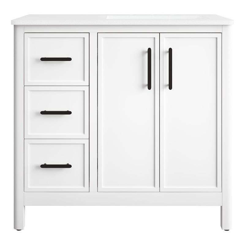 Solas 36 in. Bathroom Vanity in Pure White with White Countertop