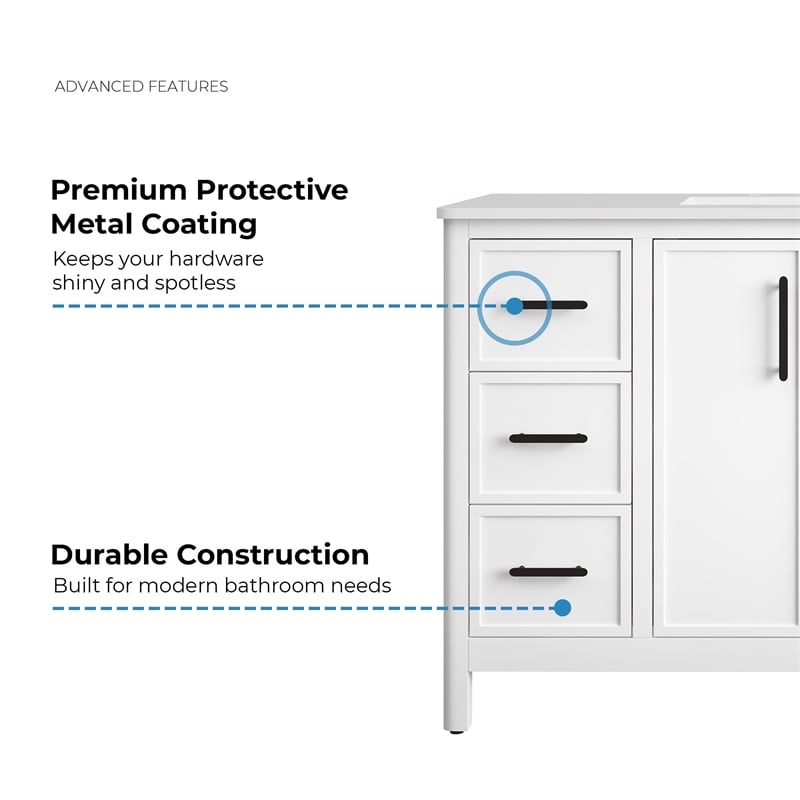 Solas 48 in. Bathroom Vanity in Pure White with White Countertop
