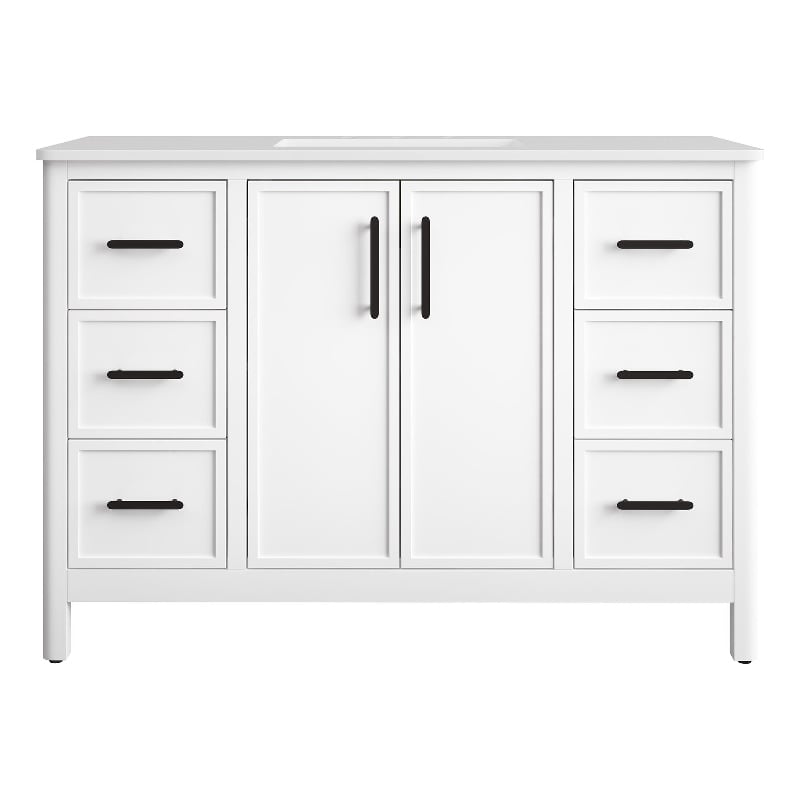 Solas 48 in. Bathroom Vanity in Pure White with White Countertop