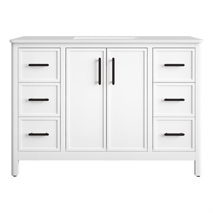 OVE Solas 48 in. Bathroom Vanity in Pure White with White Countertop