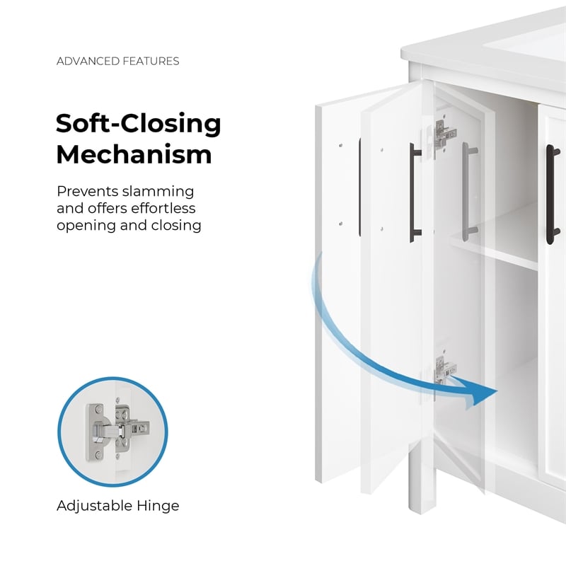 Solas 60 in. Bathroom Vanity in Pure White with White Countertop