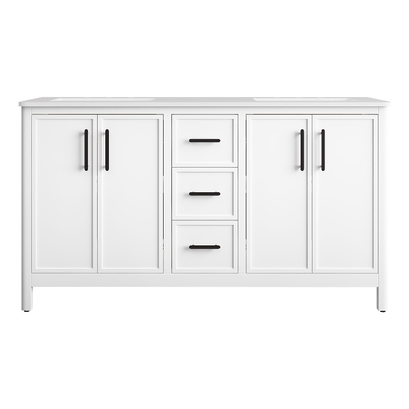 Solas 60 in. Bathroom Vanity in Pure White with White Countertop