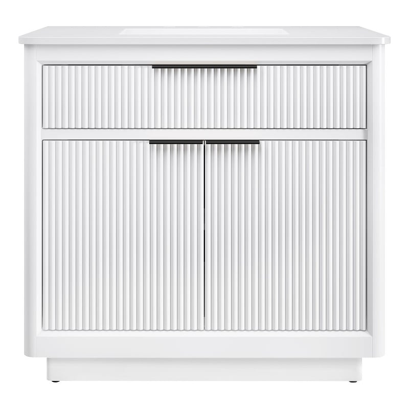 Xander 36 in. Pure White Bathroom Vanity with Matte Black Hardware