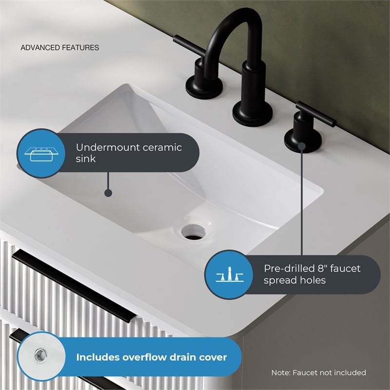 Xander 60 in. Pure White Bathroom Vanity with Matte Black Hardware
