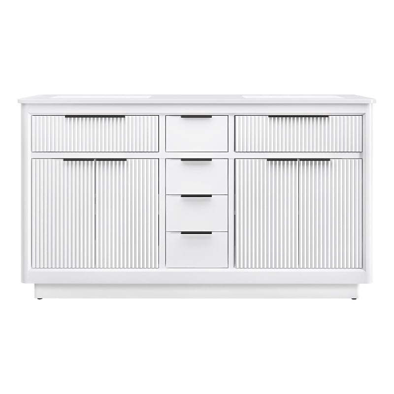 Xander 60 in. Pure White Bathroom Vanity with Matte Black Hardware
