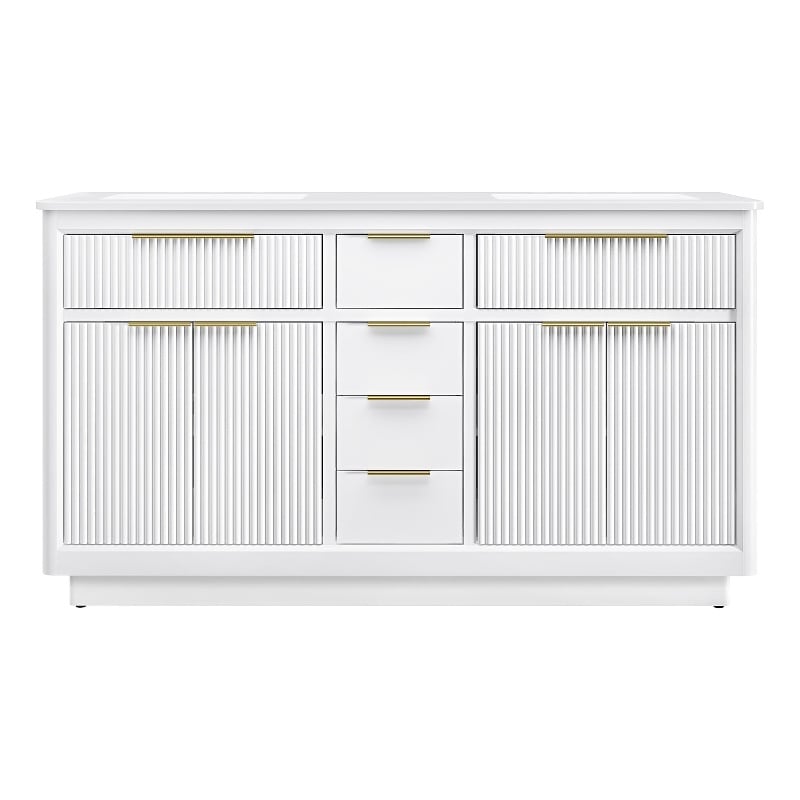 Xander 60 in. Pure White Bathroom Vanity with Brushed Gold Hardware