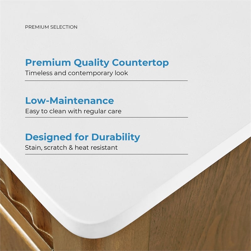 OVE Juliette 48 in. Warm Walnut Bathroom Vanity with White Quartz Brushed Nickel