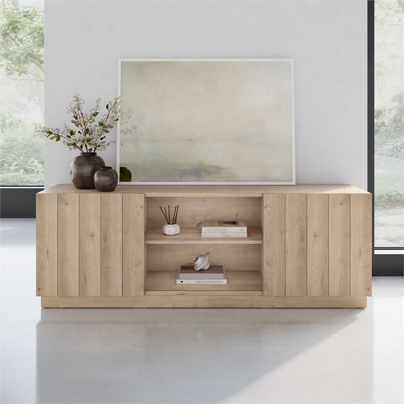 OVE Albert 61 in. Modern Media Console in Light Oak