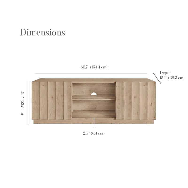 OVE Albert 61 in. Modern Media Console in Light Oak