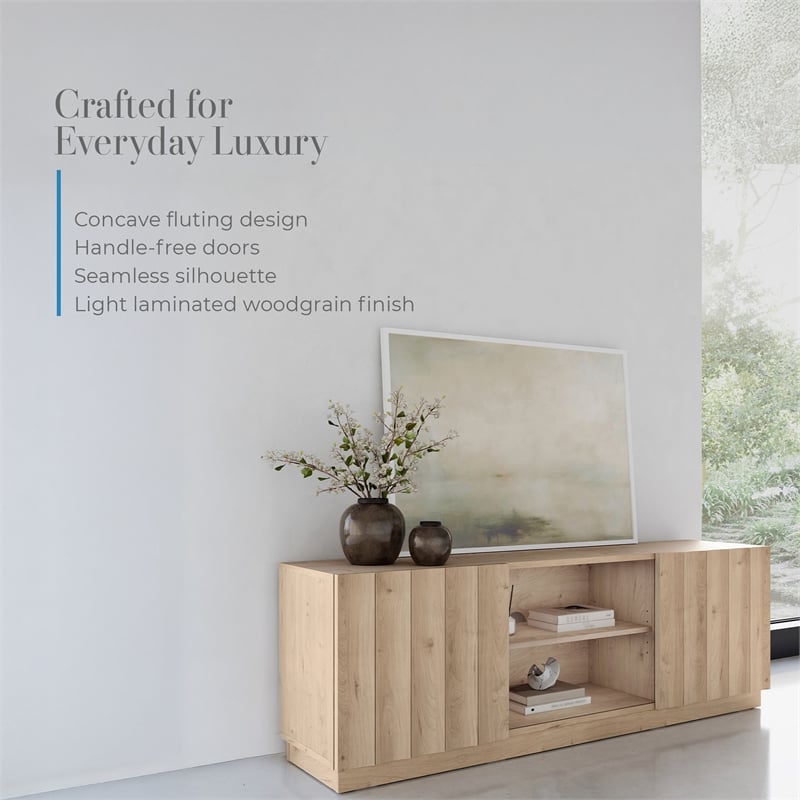 OVE Albert 61 in. Modern Media Console in Light Oak