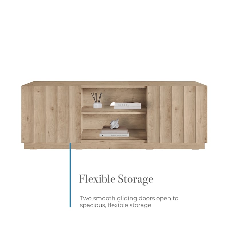 OVE Albert 61 in. Modern Media Console in Light Oak