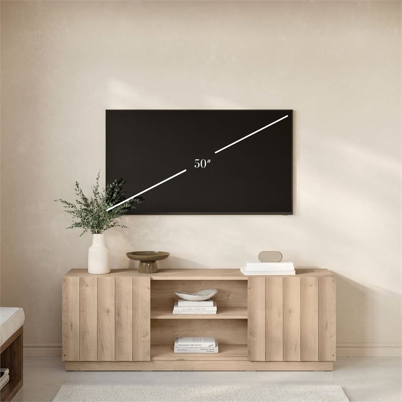 OVE Albert 61 in. Modern Media Console in Light Oak