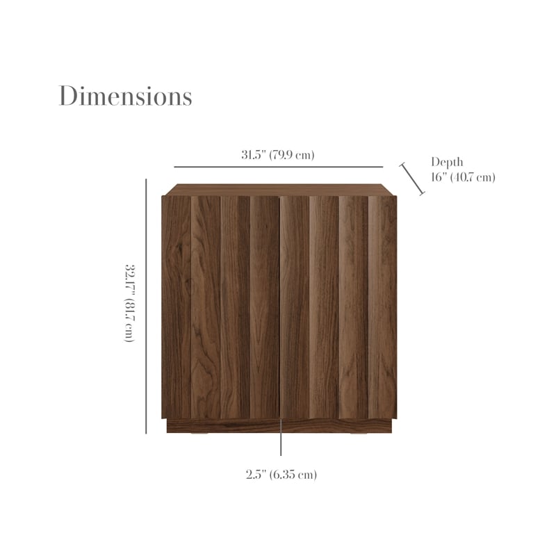 OVE Albert 31 in. Modern Fluted Accent Cabinet in Warm Walnut