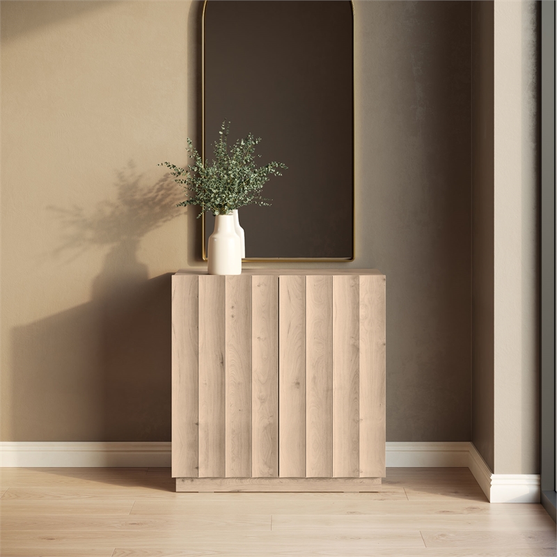 OVE Albert 31 in. Modern Fluted Accent Cabinet in Light Oak