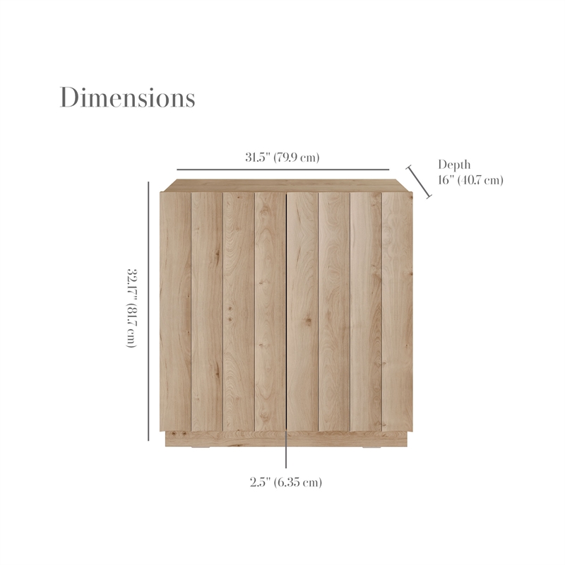 OVE Albert 31 in. Modern Fluted Accent Cabinet in Light Oak