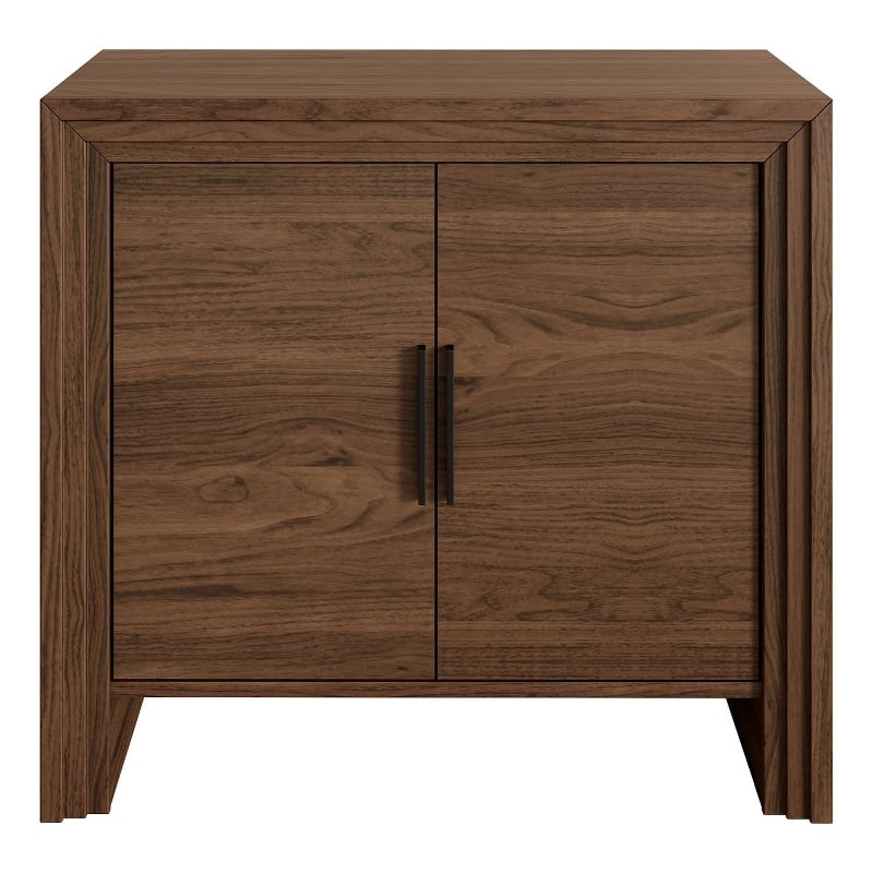 OVE Jenna 35 in. Modern Fluted Accent Cabinet in Warm Walnut with Matte Black Hardware