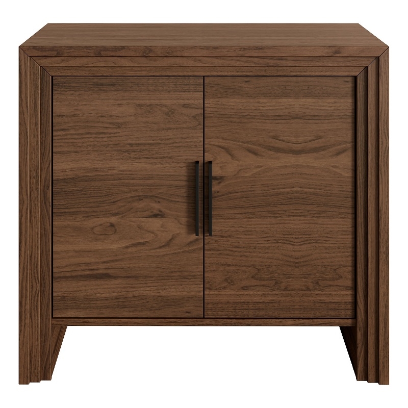 OVE Jenna 35 in. Modern Fluted Accent Cabinet in Warm Walnut with Matte Black Hardware