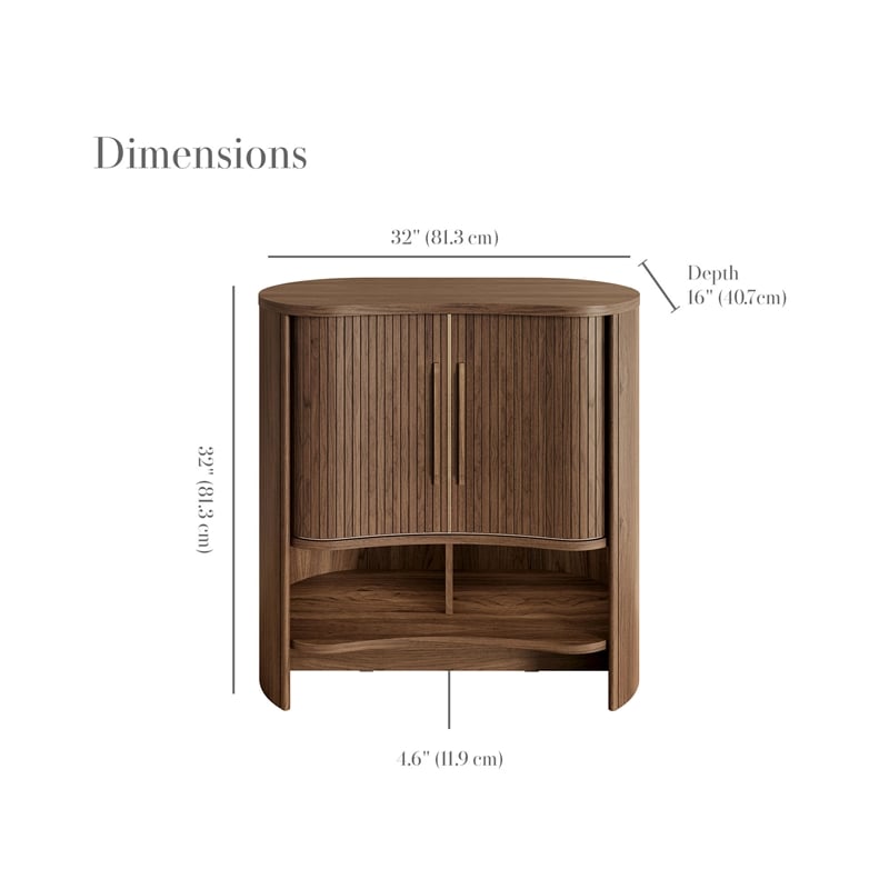 OVE Sarah 32 in. Modern Accent Cabinet in Warm Walnut with Wood Hardware