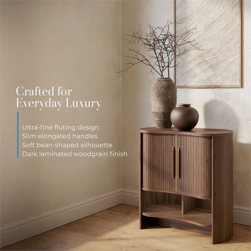 OVE Sarah 32 in. Modern Accent Cabinet in Warm Walnut with Wood Hardware