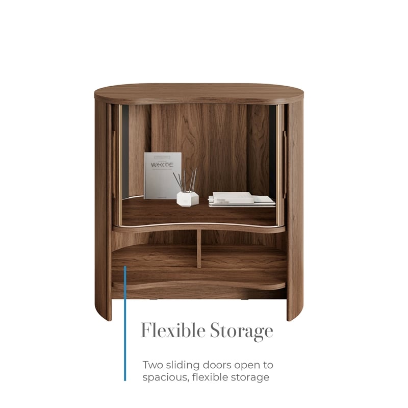OVE Sarah 32 in. Modern Accent Cabinet in Warm Walnut with Wood Hardware