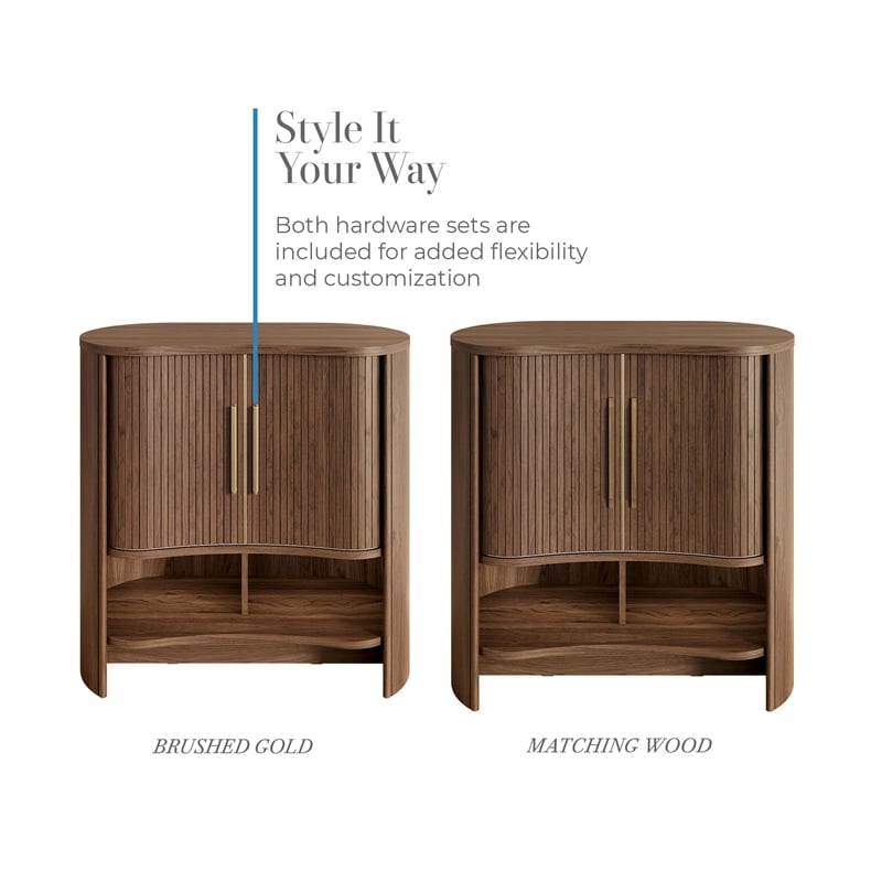 OVE Sarah 32 in. Modern Accent Cabinet in Warm Walnut with Wood Hardware