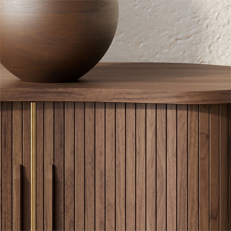 OVE Sarah 32 in. Modern Accent Cabinet in Warm Walnut with Wood Hardware
