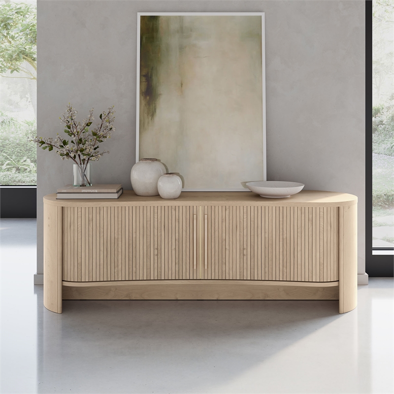 OVE Sarah 59 in. Media Console in Light Oak with Wood Hardware