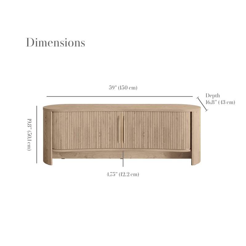 OVE Sarah 59 in. Media Console in Light Oak with Wood Hardware
